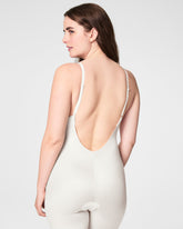 SPANXshapeâ„¢ Suit Your Fancy Plunge Low-Back Mid-Thigh Bodysuit | Linen